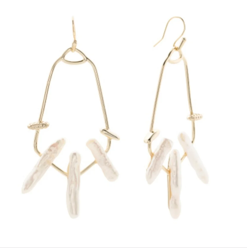Kendra Scott Eileen Gold Statement Earrings in White Pearl - Picture 8 of 10